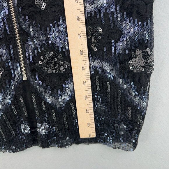 Cache Dress Womens 6 Small Blue Black Sequin Sparkle Evening Party Glam - Picture 10 of 13